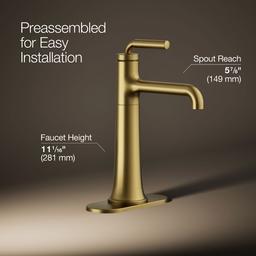 ToneE Tall single-handle bathroom sink faucet, 1.2 gpm - Vibrant Brushed Moderne Brass - image 3