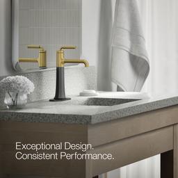 ToneE Tall single-handle bathroom sink faucet, 0.5 gpm - Matte Black With Brushed Moderne Brass - image 3