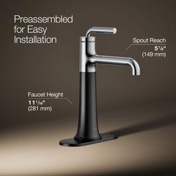 ToneE Tall single-handle bathroom sink faucet, 1.2 gpm - Polished Chrome With Matte Black - image 3