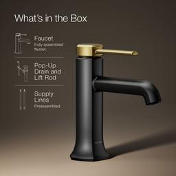 Kohler Occasion Single-handle Bathroom Sink Faucet, 1.2 Gpm - Matte Black with Brushed Moderne Brass - image 2