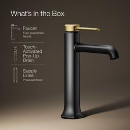 Kohler Occasion Tall Single-handle Bathroom Sink Faucet, 1.2 Gpm - Matte Black with Brushed... - image 2