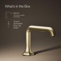 Kohler Occasion Bathroom Sink Faucet Spout with Straight Design, 1.2 Gpm - Vibrant French Gold - image 2