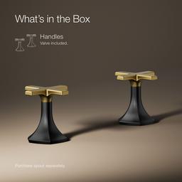 Kohler Occasion Cross Bathroom Sink Faucet Handles - Matte Black with Brushed Moderne Brass - image 2