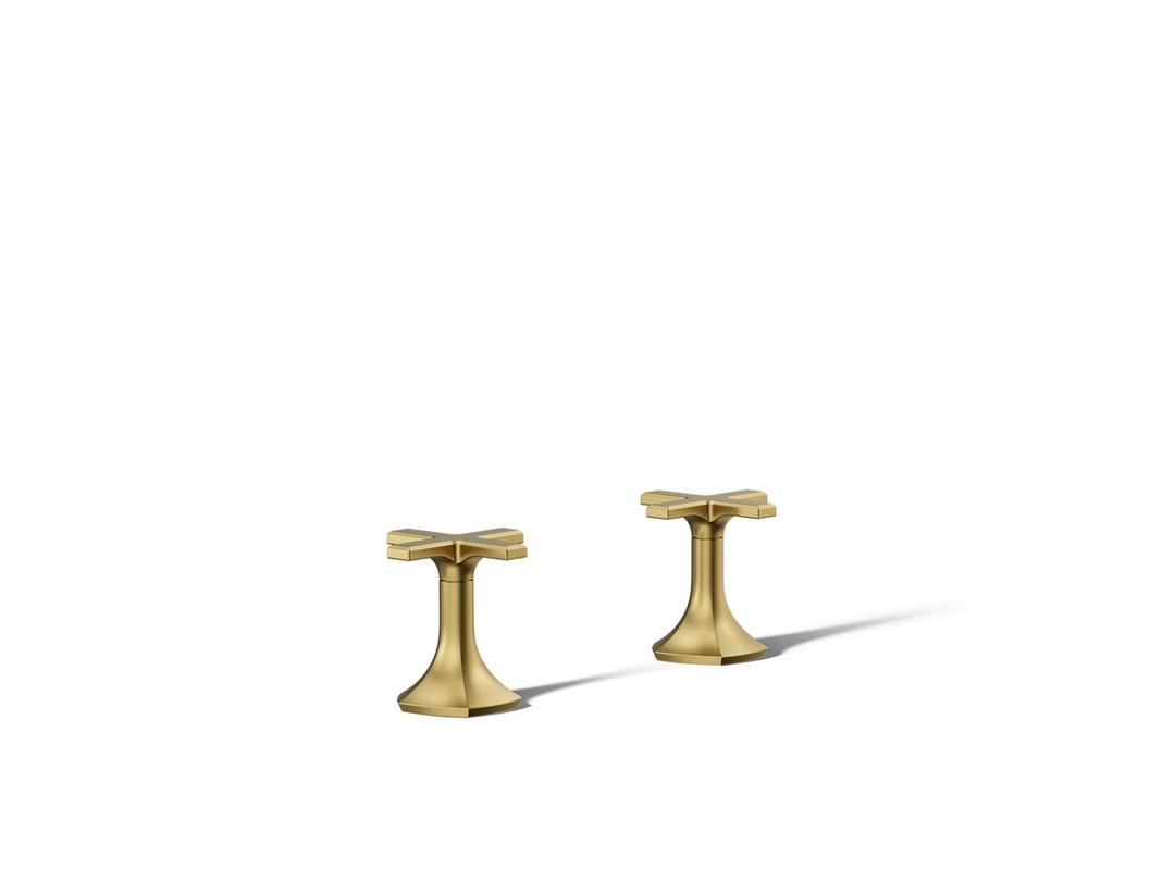 Kohler Occasion Deck-mount Bath Faucet Handles with Cross Design - Vibrant Brushed Moderne Brass by Kohler
