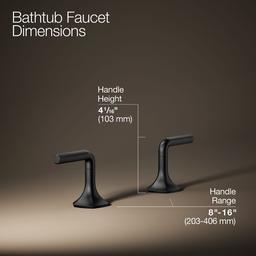 Kohler Occasion Deck-mount Bath Faucet Handles with Lever Design - Matte Black - image 3
