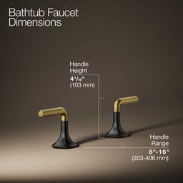 Kohler Occasion Deck-mount Bath Faucet Handles with Lever Design - Matte Black with Brushed... - image 3