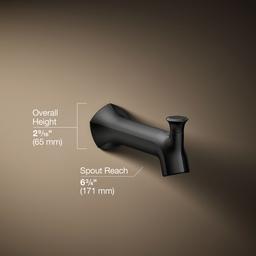 Kohler Occasion Wall-mount Bath Spout with Straight Design and Diverter - Matte Black - image 3