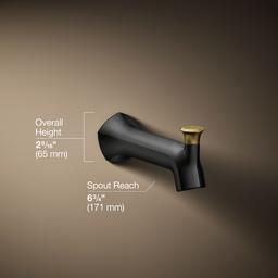 Kohler Occasion Wall-mount Bath Spout with Straight Design and Diverter - Matte Black with... - image 3
