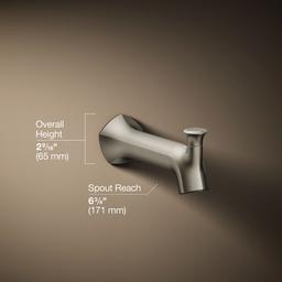Kohler Occasion Wall-mount Bath Spout with Straight Design and Diverter - Vibrant Brushed Nickel - image 3