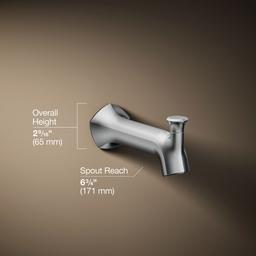 Kohler Occasion Wall-mount Bath Spout with Straight Design and Diverter - Polished Chrome - image 3