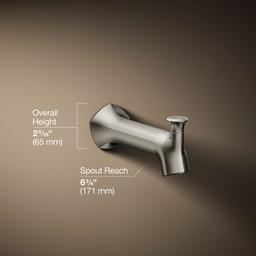 Kohler Occasion Wall-mount Bath Spout with Straight Design and Diverter - Vibrant Polished Nickel - image 3
