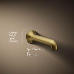 Kohler Occasion Wall-mount Bath Spout with Straight Design, 8'' - Vibrant Brushed Moderne Brass - image 3