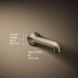 Kohler Occasion Wall-mount Bath Spout with Straight Design, 8'' - Vibrant Brushed Bronze - image 3