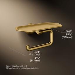 Kohler Occasion Toilet Paper Holder with Tray - Vibrant Brushed Moderne Brass - image 3