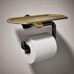 Kohler Occasion Toilet Paper Holder with Tray - Matte Black with Brushed Moderne Brass - image 2
