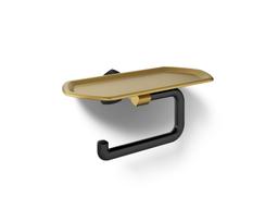 Kohler Occasion Toilet Paper Holder with Tray - Matte Black with Brushed Moderne Brass - image 1