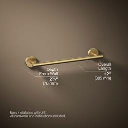 Elate 12'' towel bar - Vibrant Brushed Moderne Brass - image 3