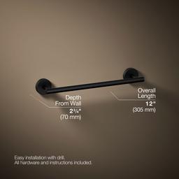 Elate 12'' towel bar - Matte Black - image 3