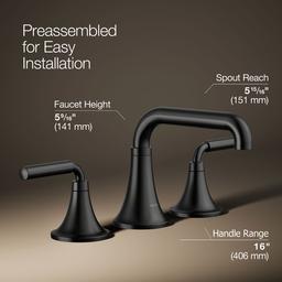 ToneE Widespread bathroom sink faucet, 0.5 gpm - Matte Black - image 3