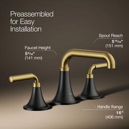 ToneE Widespread bathroom sink faucet, 1.0 gpm - Matte Black With Brushed Moderne Brass - image 3