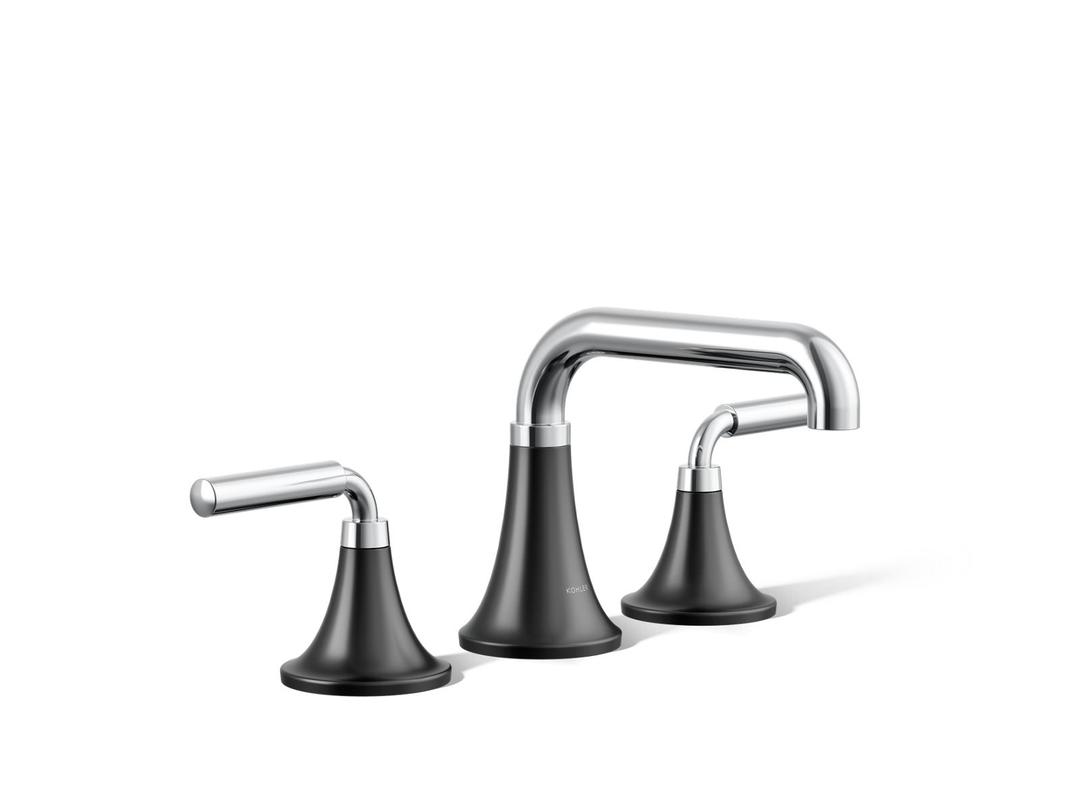 ToneE Widespread bathroom sink faucet, 0.5 gpm - Polished Chrome With Matte Black by Kohler