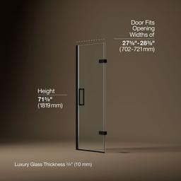 ComposedE Frameless pivot shower door, 71-5/8'' H x 27-5/8 - 28-3/8'' W, with 3/8'' thick Crystal Clear glass - image 3
