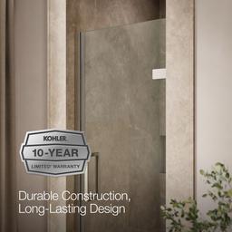 ComposedE Frameless pivot shower door, 71-5/8'' H x 27-5/8 - 28-3/8'' W, with 3/8'' thick Crystal Clear glass - image 9