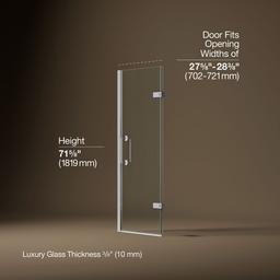 ComponentsE Frameless pivot shower door, 71-5/8'' H x 27-5/8 - 28-3/8'' W, with 3/8'' thick Crystal Clear glass - image 3