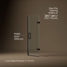 ComposedE Frameless pivot shower door, 71-5/8'' H x 29-5/8 - 30-3/8'' W, with 3/8'' thick Crystal Clear glass - image 3