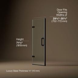 ComponentsE Frameless pivot shower door, 71-5/8'' H x 29-5/8 - 30-3/8'' W, with 3/8'' thick Crystal Clear glass - image 3