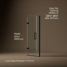 ComposedE Frameless pivot shower door, 71-9/16'' H x 33-5/8 - 34-3/8'' W, with 3/8'' thick Crystal Clear glass - image 3