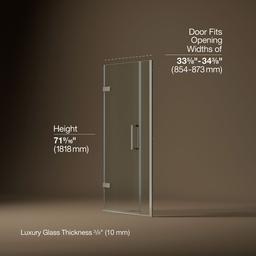 ComposedE Frameless pivot shower door, 71-9/16'' H x 33-5/8 - 34-3/8'' W, with 3/8'' thick Crystal Clear glass - image 3