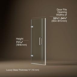 ComposedE Frameless pivot shower door, 71-9/16'' H x 33-5/8 - 34-3/8'' W, with 3/8'' thick Crystal Clear glass - image 3