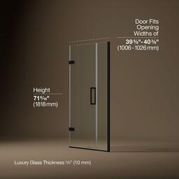 ComposedE Frameless pivot shower door, 71-9/16'' H x 39-5/8 - 40-3/8'' W, with 3/8'' thick Crystal Clear glass - image 3