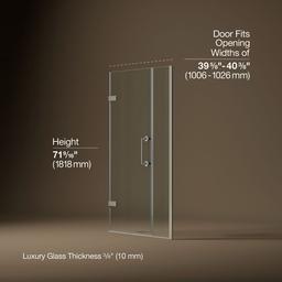 ComponentsE Frameless pivot shower door, 71-9/16'' H x 39-5/8 - 40-3/8'' W, with 3/8'' thick Crystal Clear glass - image 3