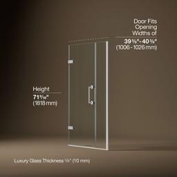 ComponentsE Frameless pivot shower door, 71-9/16'' H x 39-5/8 - 40-3/8'' W, with 3/8'' thick Crystal Clear glass - image 3