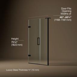 ComposedE Frameless pivot shower door, 71-3/4'' H x 46 - 46-3/4'' W, with 3/8'' thick Crystal Clear glass - image 3