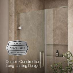 ComposedE Frameless pivot shower door, 71-3/4'' H x 45-1/4 - 46'' W, with 3/8'' thick Crystal Clear glass - image 9