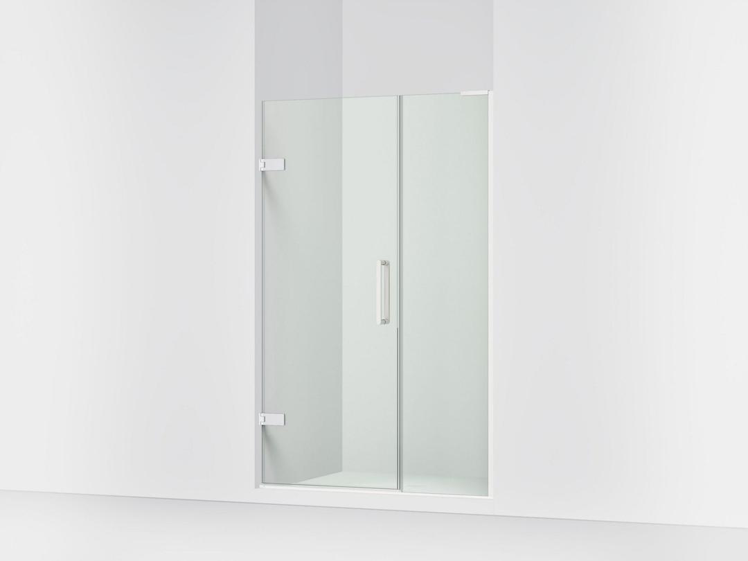 ComposedE Frameless pivot shower door, 71-3/4'' H x 45-1/4 - 46'' W, with 3/8'' thick Crystal Clear glass by Kohler