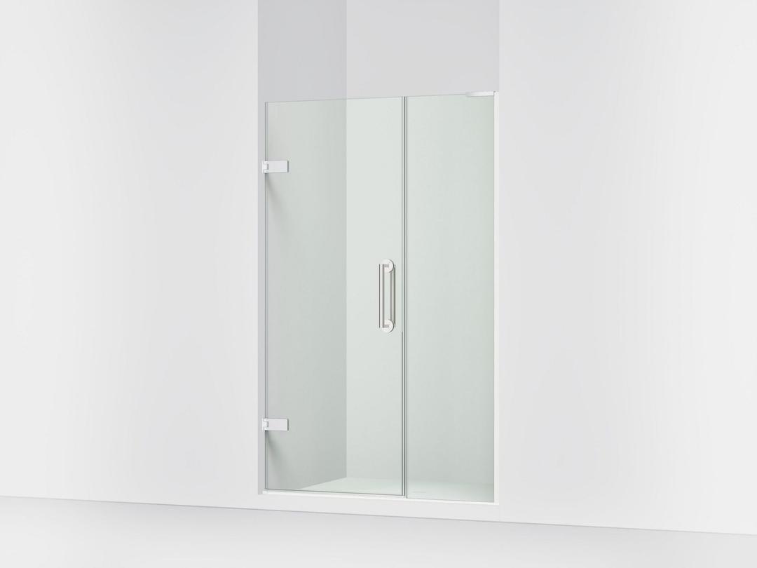 ComponentsE Frameless pivot shower door, 71-3/4'' H x 45-1/4 - 46'' W, with 3/8'' thick Crystal Clear glass by Kohler