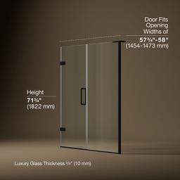 ComposedE Frameless pivot shower door, 71-3/4'' H x 57-1/4 - 58'' W, with 3/8'' thick Crystal Clear glass - image 3
