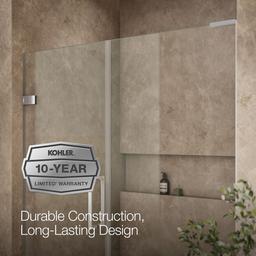 ComposedE Frameless pivot shower door, 71-3/4'' H x 57-1/4 - 58'' W, with 3/8'' thick Crystal Clear glass - image 9