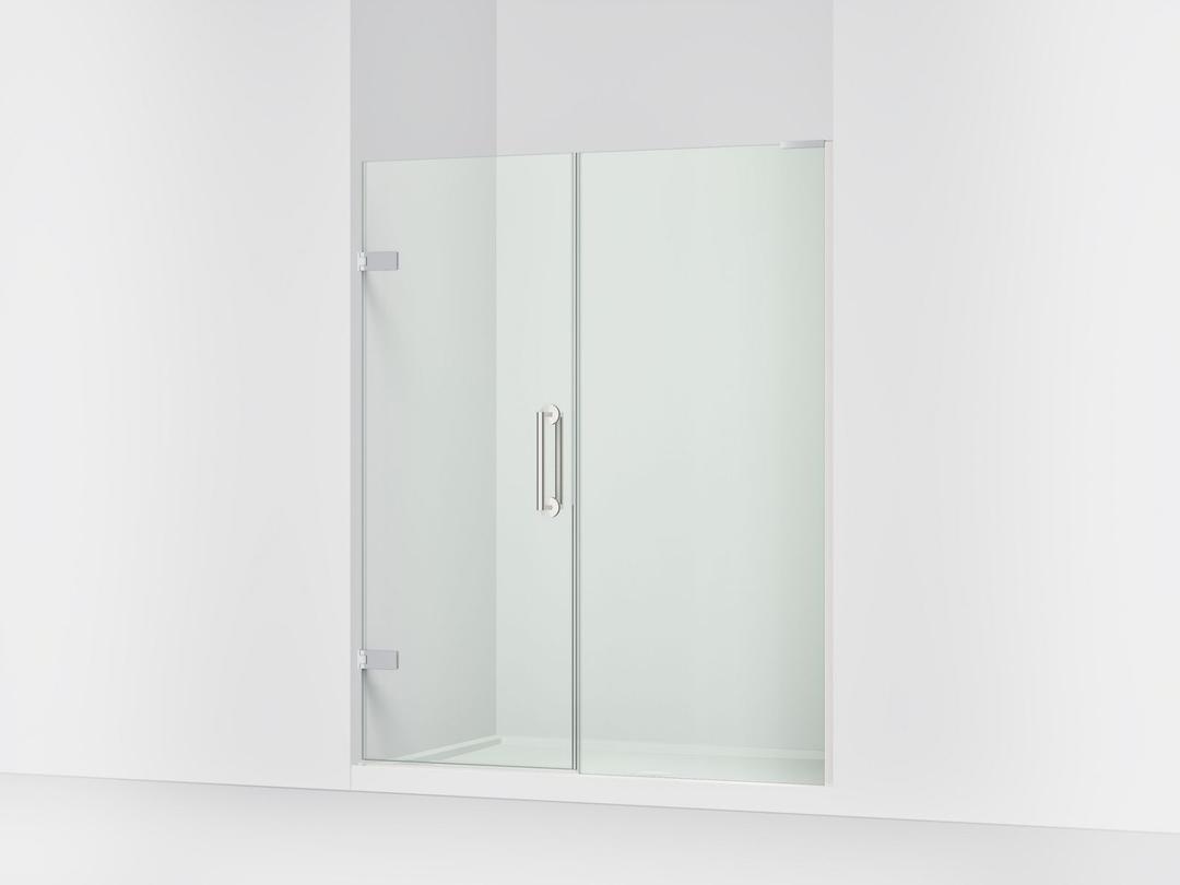 ComponentsE Frameless pivot shower door, 71-3/4'' H x 57-1/4 - 58'' W, with 3/8'' thick Crystal Clear glass by Kohler