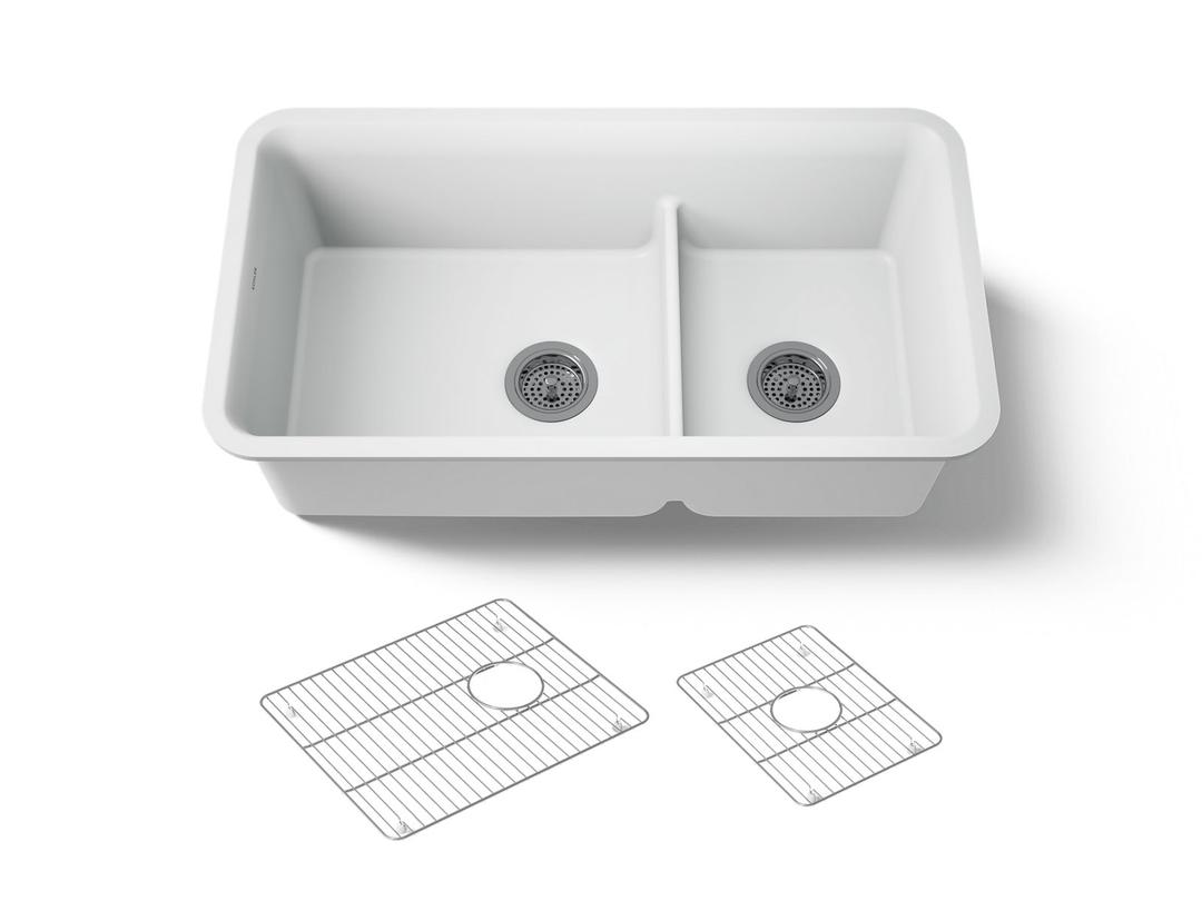 Cairn Smart Divide 33-1/2'' undermount double-bowl kitchen sink by Kohler
