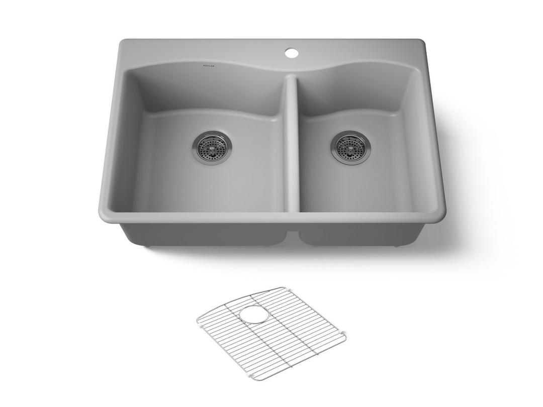Kohler Kennon 33'' Top-/undermount Double-bowl Kitchen Sink - Matte Grey by Kohler