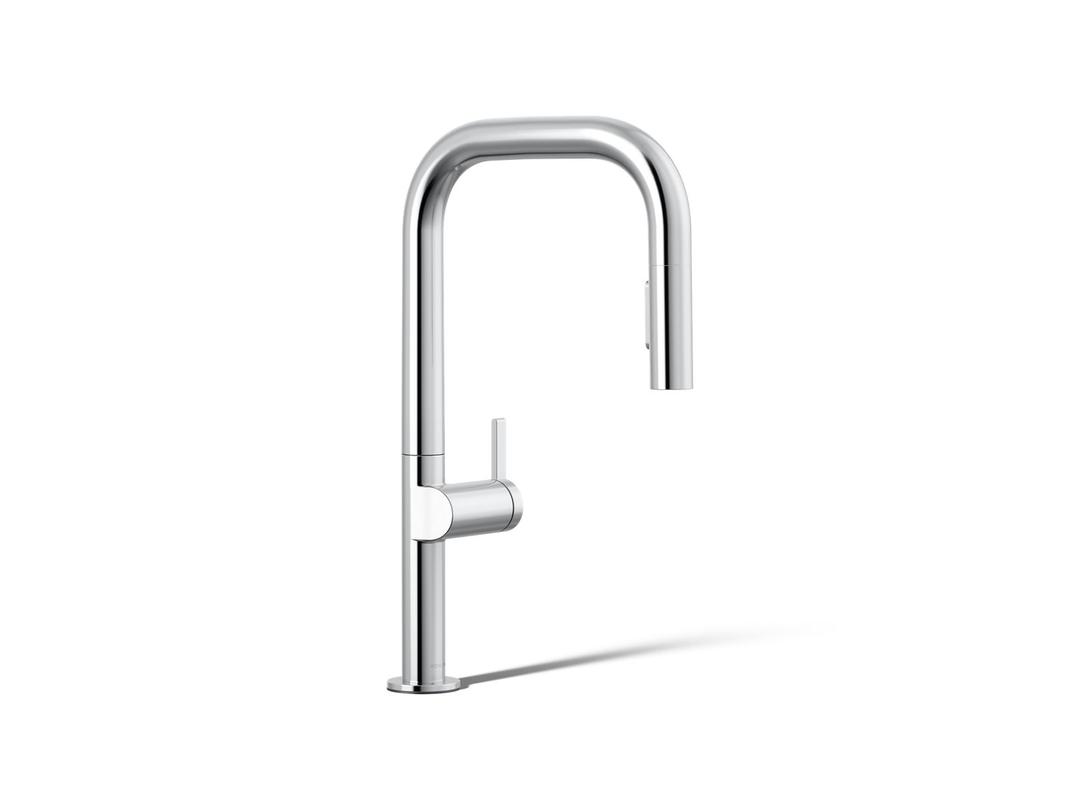 Components Pull-down kitchen sink faucet with two-function sprayhead by Kohler
