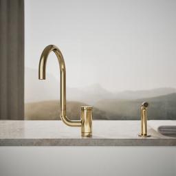 Components Single-handle kitchen sink faucet with two-function extended-reach spout and side sprayer - image 5