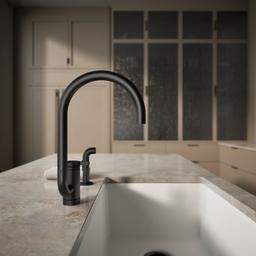 Components Single-handle kitchen sink faucet with two-function extended-reach spout and side sprayer - image 7