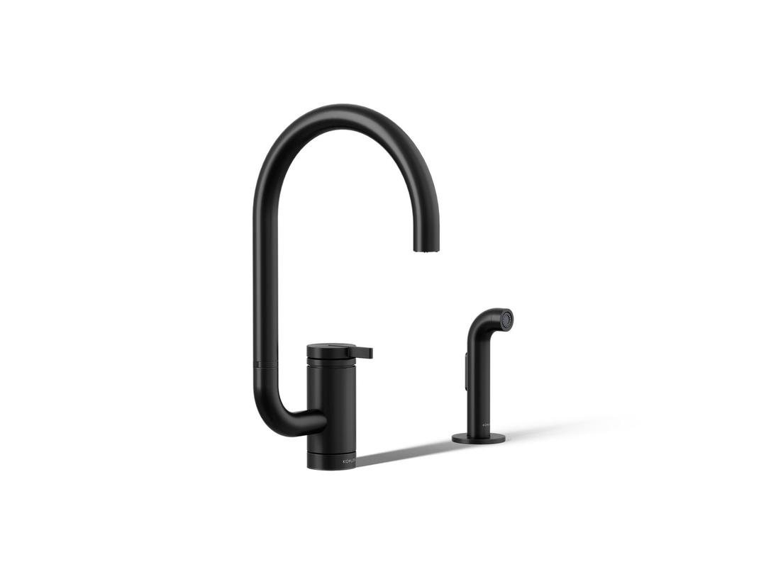 Components Single-handle kitchen sink faucet with two-function extended-reach spout and side sprayer by Kohler