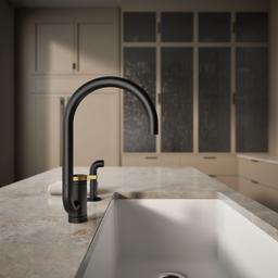 Components Single-handle kitchen sink faucet with two-function extended-reach spout and side sprayer - image 7
